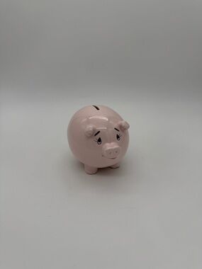 Vintage Pink Piggy Bank By Russ Berrie & Co. (Stopper Not Included)  4” X 6.5”